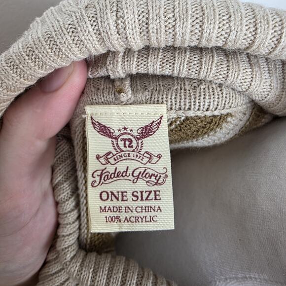 Faded Glory Tan Cream Striped Turtle Neck Oversized Lagenlook Poncho One Size - Picture 3 of 6